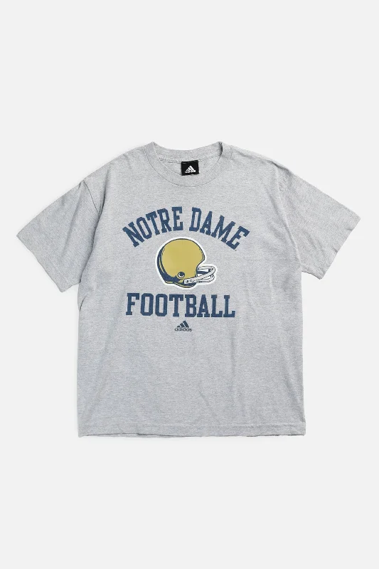 Vintage Notre Dame Football Tee - Women's S Plaid T-Shirt Polka Dot Checkered