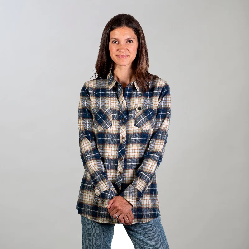 Women's Every Day Flannel Shirt- Banff Blue Terry Blend Velvet Blend Canvas Blend