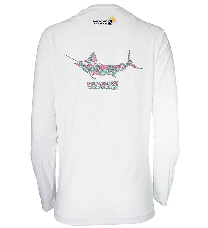 Women's Marlin Lace L/S UV Fishing Shirt Embroidered Appliqued Beaded