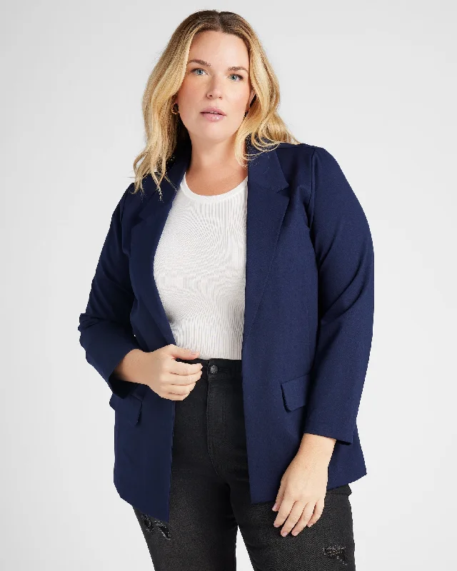 Plus Size Boyfriend Blazer with Princess Dart Women's Stripe Blazer