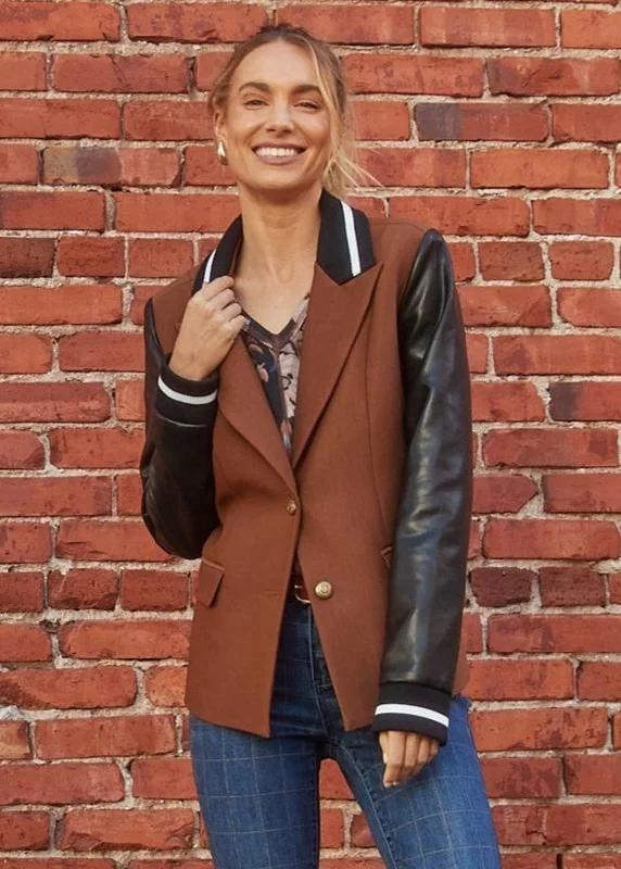 Mixed Media Blazer Cotton Blend Blazer