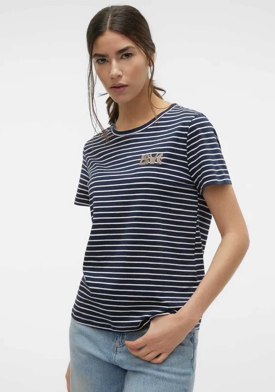 Vero Moda Francis Stripe T-Shirt, Navy Blazer & Snow White Women's Solid Blazer