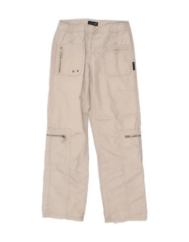 ARMANI Womens Straight Cargo Trousers EU 42 Medium W28 L27 Grey Cotton Trousers Cargo pockets