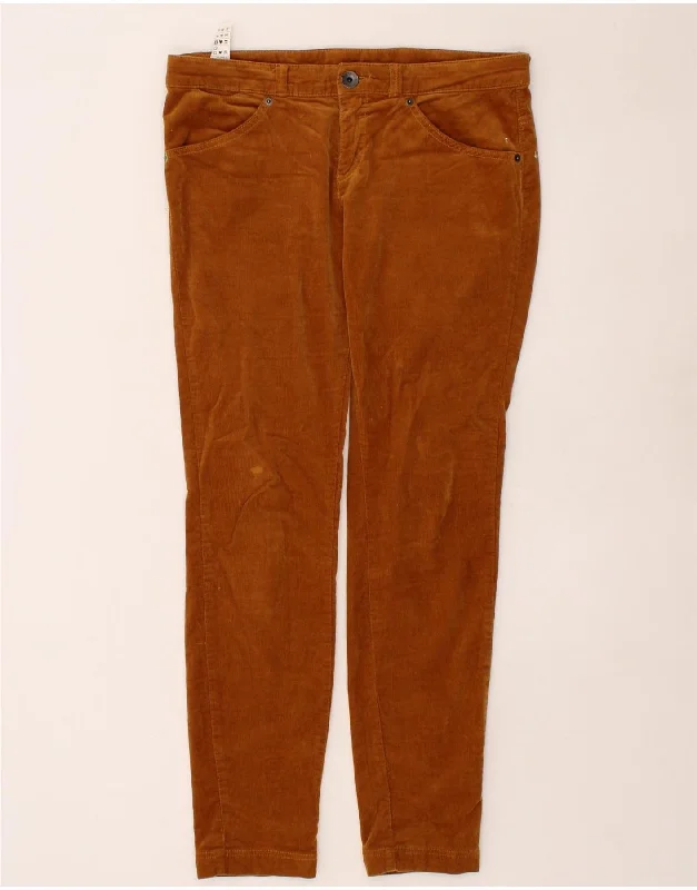 BENETTON Womens Slim Corduroy Trousers IT 46 Large W34 L30 Brown Cotton Trousers Formal Black