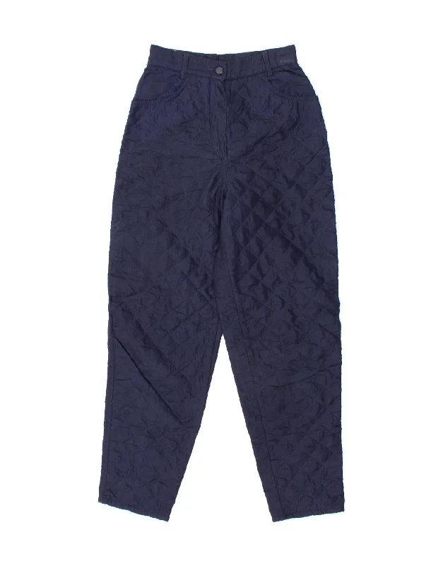 BENETTON Womens Tapered Windbreaker Trousers IT 40 Small W24 L29 Navy Blue Trousers Cargo Utility