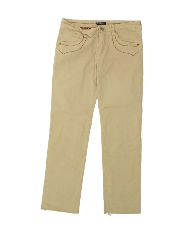 BEST COMPANY Womens Straight Casual Trousers IT 48 XL W36 L32 Beige Cotton Trousers Harem Relaxed Fit