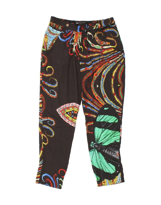 DESIGUAL Womens Abstract Pattern Straight Trousers W30 L29 Black Butterfly Trousers Top Rated