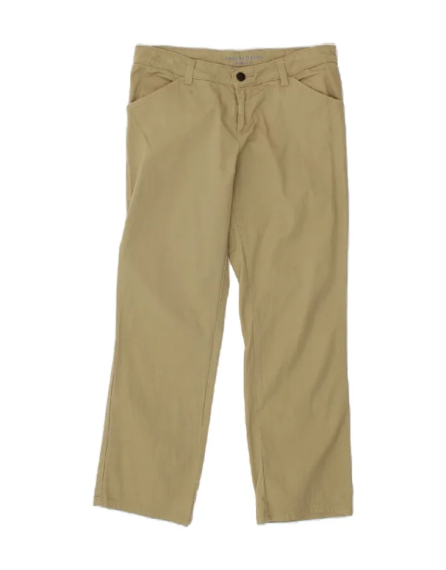 DICKIES Womens Straight Casual Trousers W30 L27  Khaki Cotton Wide Leg Loose Fit Mid Waist