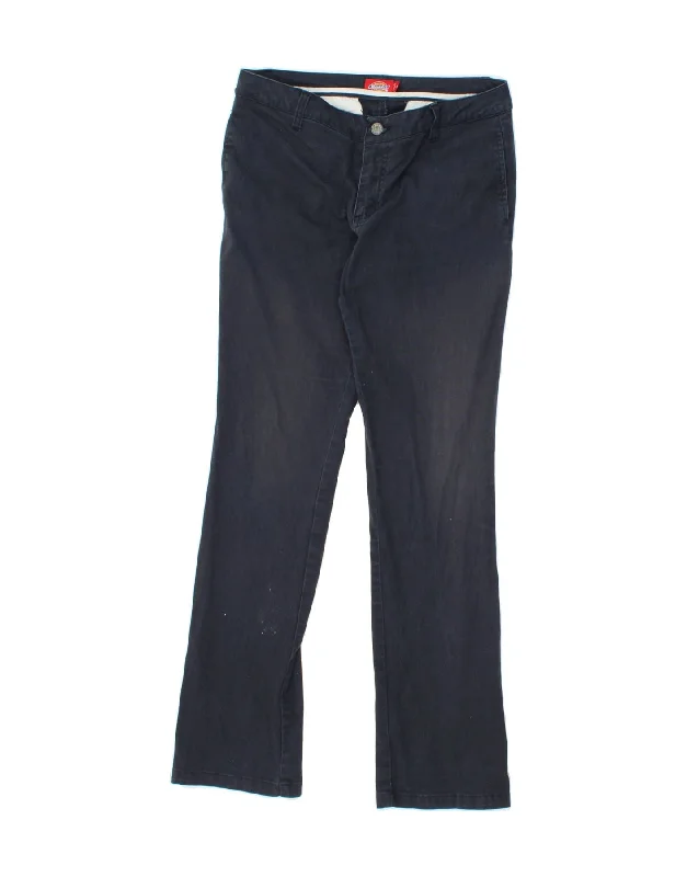 DICKIES Womens Straight Chino Trousers US 9 Medium W30 L31  Navy Blue Trousers Elastic Waist Soft