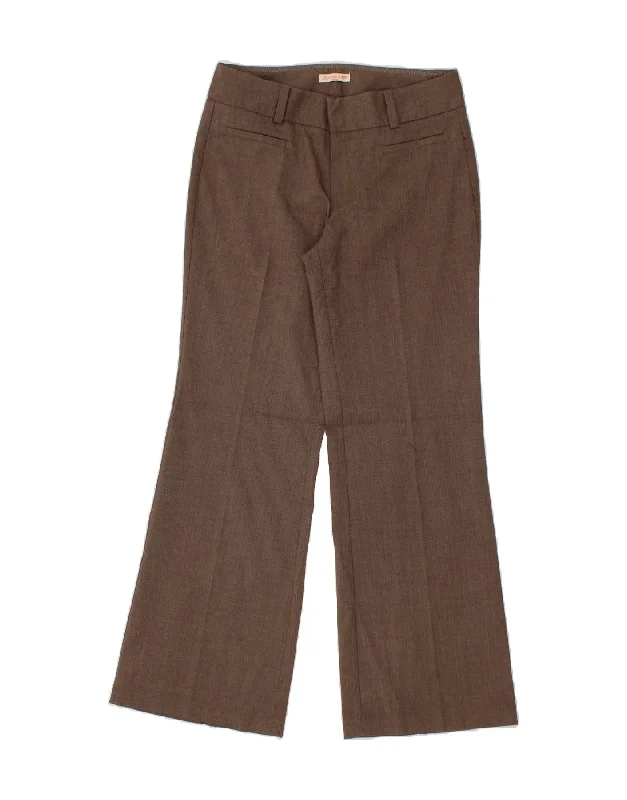 DOCKERS Womens Petite Flare Casual Trousers US 6 Medium W28 L29 Brown Wide Leg Loose Fit Mid Waist