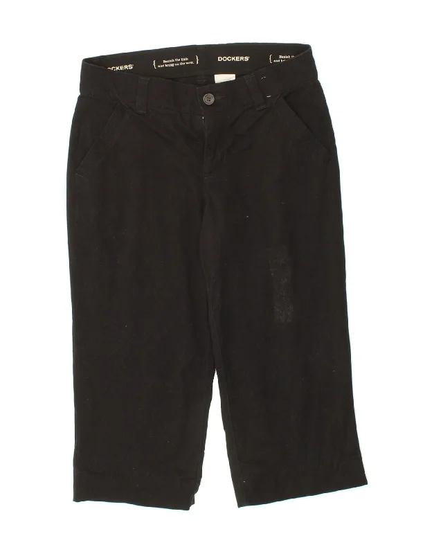 DOCKERS Womens Straight Capri Trousers US 4 Small W27 L19 Black Cotton Trousers Versatile Stylish