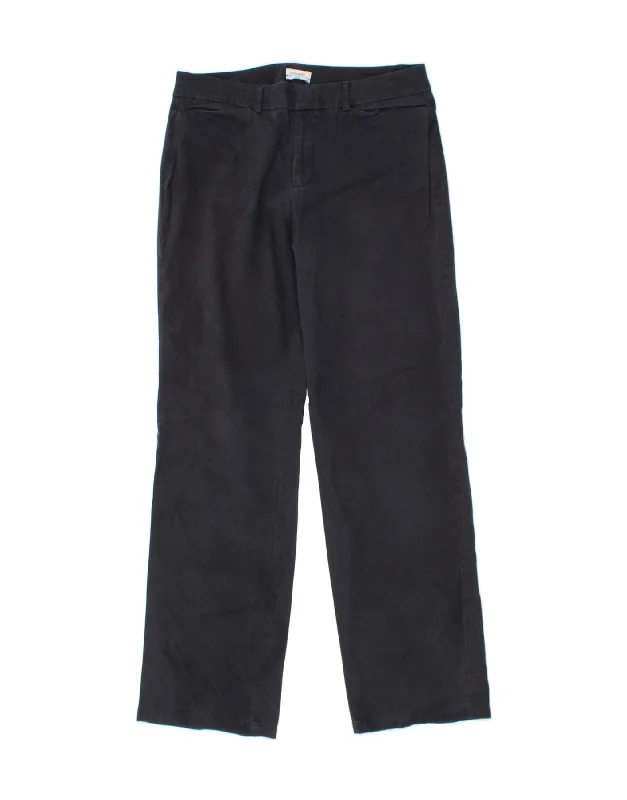 DOCKERS Womens Straight Casual Trousers US 12 Large W34 L33  Navy Blue Trousers stylish elegant