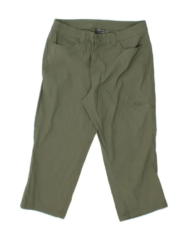 EDDIE BAUER Womens Cargo Capri Trousers US 8 Medium W30 L21 Khaki Nylon Trousers Brand Named