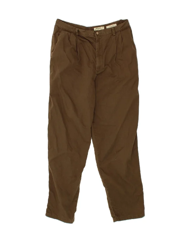 EDDIE BAUER Womens Classic Fit Chino Trousers US 16 Large W32 L30 Brown Trousers Cargo pockets