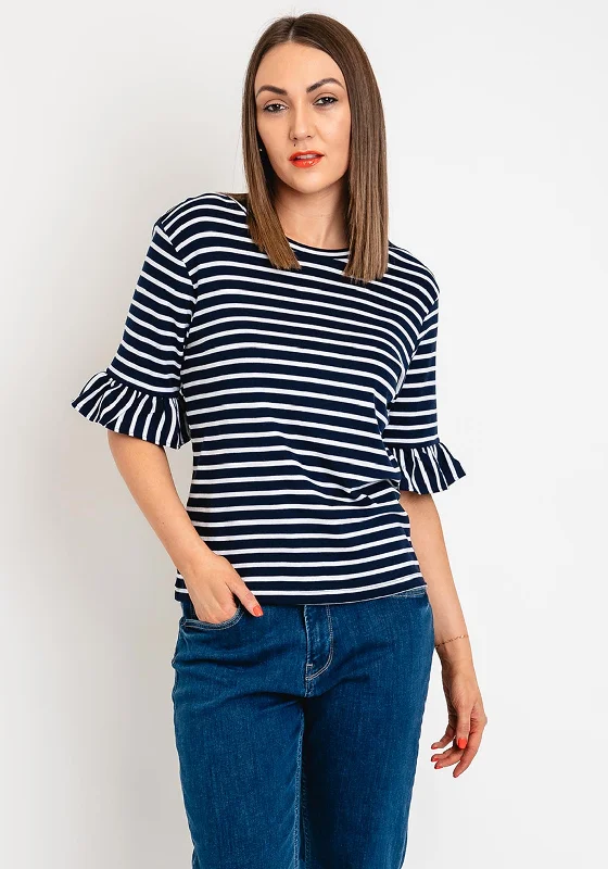 Freequent Marline Stripe T-Shirt, Navy Blazer Linen Women's Suit