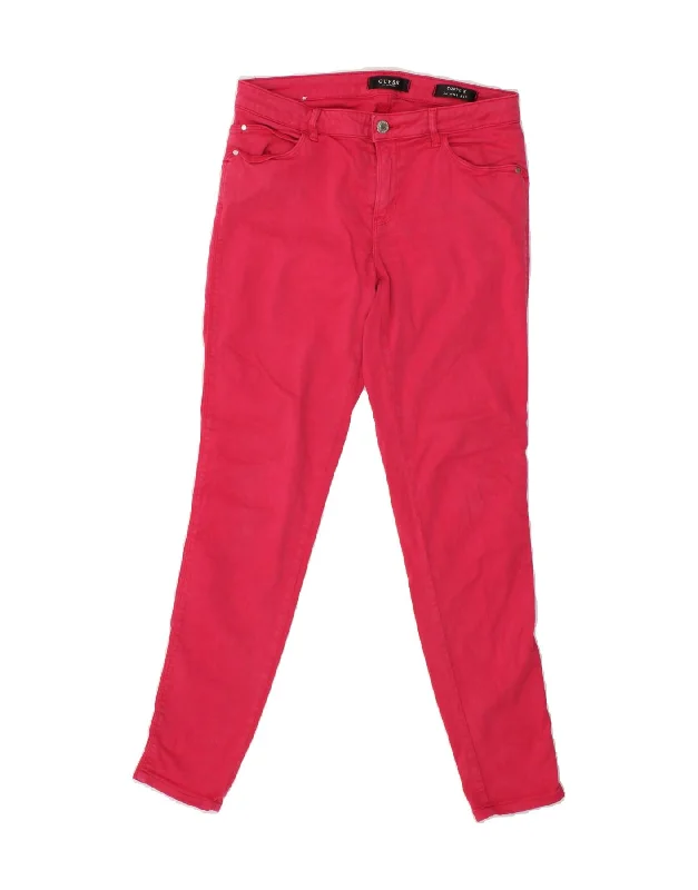 GUESS Womens Curve X Skinny Casual Trousers W30 L30 Pink Cotton Trousers Pleated Formal