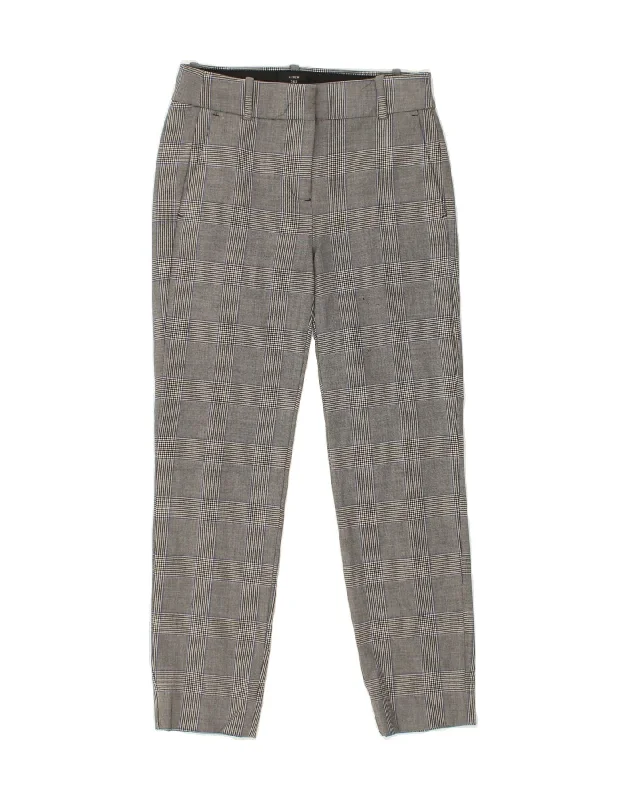 J. CREW Womens Cameron Slim Chino Trousers US 0 XS W24 L26 Grey Check Trousers Ceremony Elegant