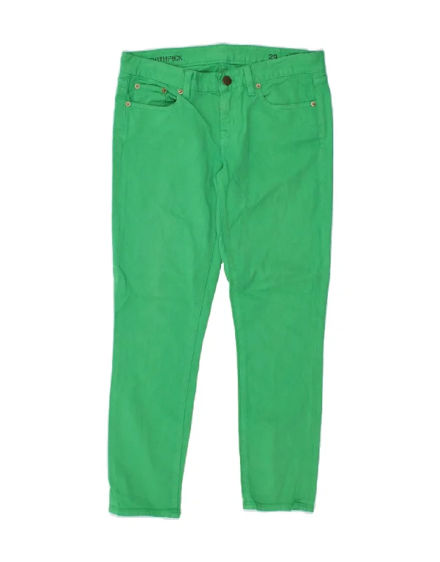 J. CREW Womens Toothpick Slim Casual Trousers W32 L28 Green Cotton Trousers Winter Warm