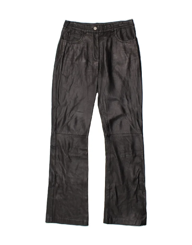 J.J.SCOTT Womens Casual Trousers IT 42 Medium W28 L31 Black Leather Trousers Cargo Utility