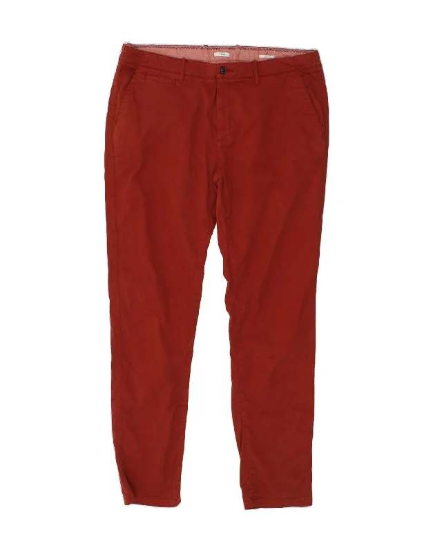 JULES Womens Slim Chino Trousers W38 L34 Red Cotton Trousers Satin Smooth