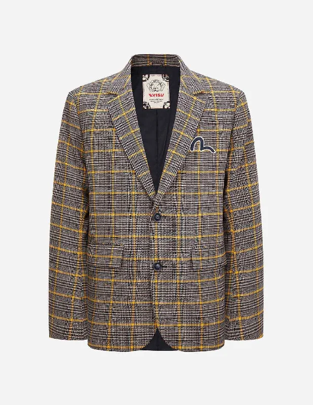 Kamon Appliqué Checked Blazer Women's Boutique Jacket