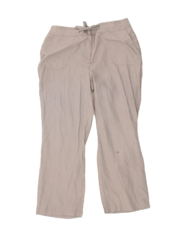 LAURA ASHLEY Womens Wide Leg Casual Trousers UK 12 Medium W30 L25 Grey Trousers Spring Floral