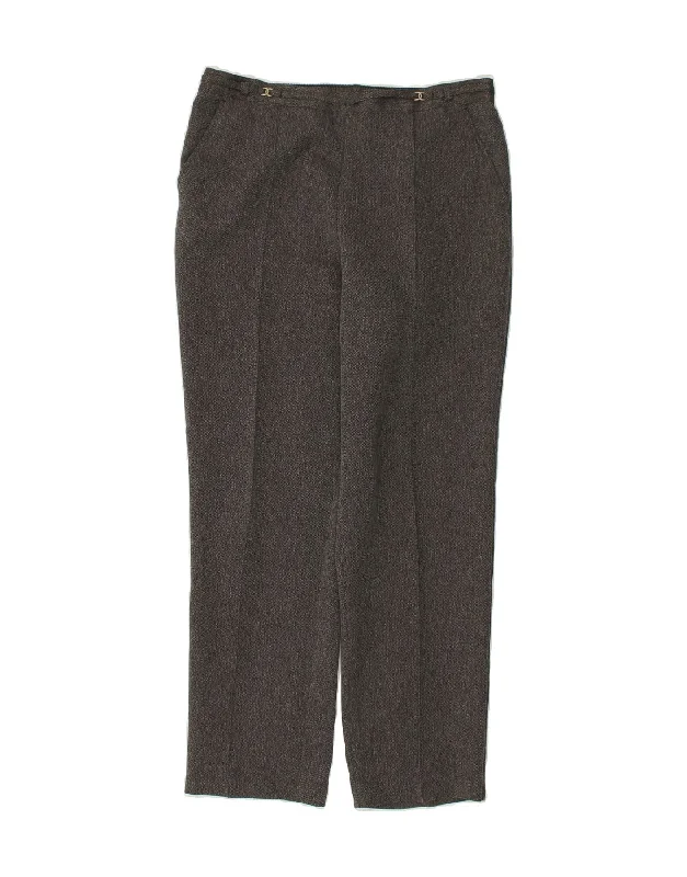 M & S Womens Tapered Chino Trousers UK 14 Medium  W34 L28 Grey Polyester Trousers Silk Elegant