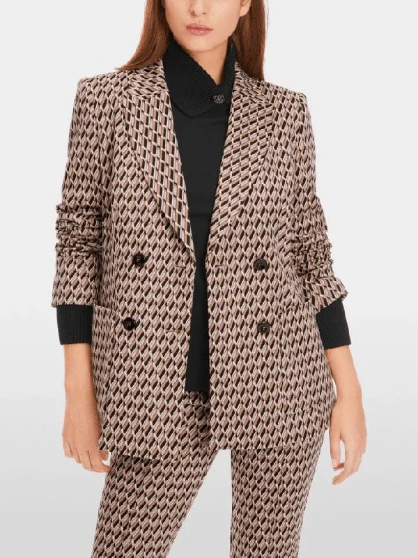 Marc Cain Collections Patterned Knit Double Breasted Blazer XC 34.27 J48 Col 213 Women's Premium Blazer