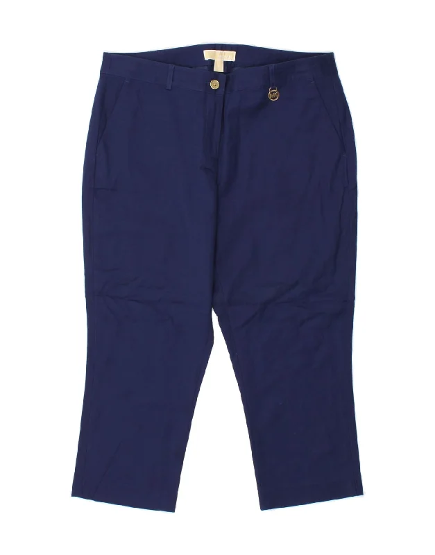 MICHAEL KORS Womens Slim Capri Trousers US 10 Large W32 L22 Navy Blue Trousers Occasion Special