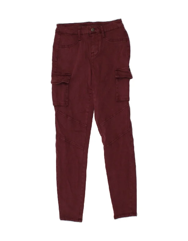 MOSSIMO Womens Legging Cargo Trousers US 0 XS W25 L27  Maroon Cotton Trousers trendy modern