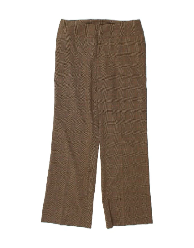 MOSSIMO Womens Straight Suit Trousers US 12 Large W32 L33 Brown Check Trousers practical easy-care