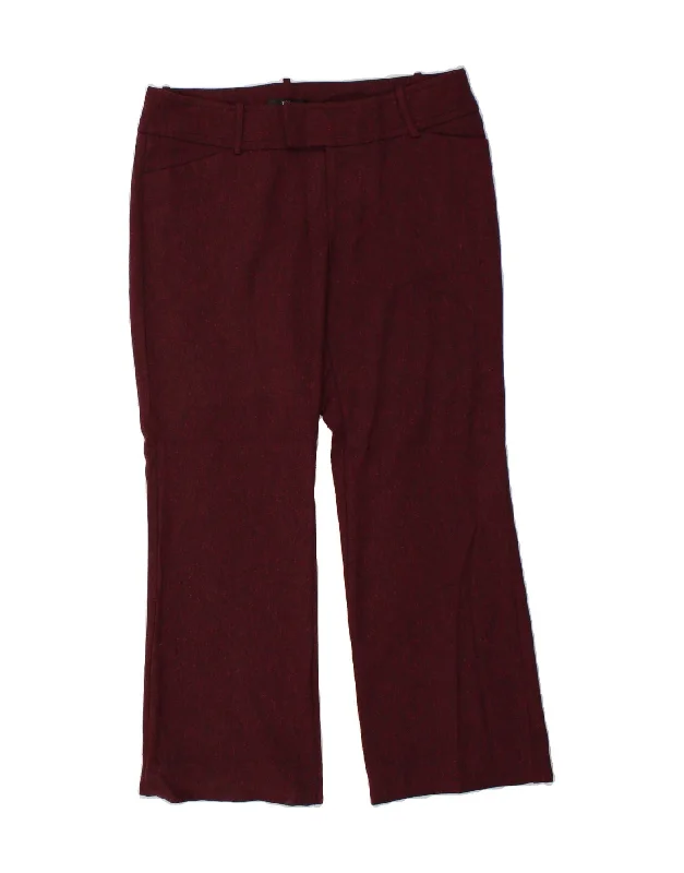 MOSSIMO Womens Wide Leg Casual Trousers US 12 Large W34 L30 Burgundy Trousers Summer Linen