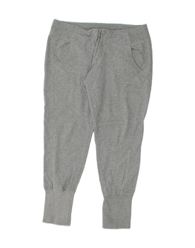 NIKE Womens Capri Trousers Large W36 L31 Grey Cotton Trousers stylish modern