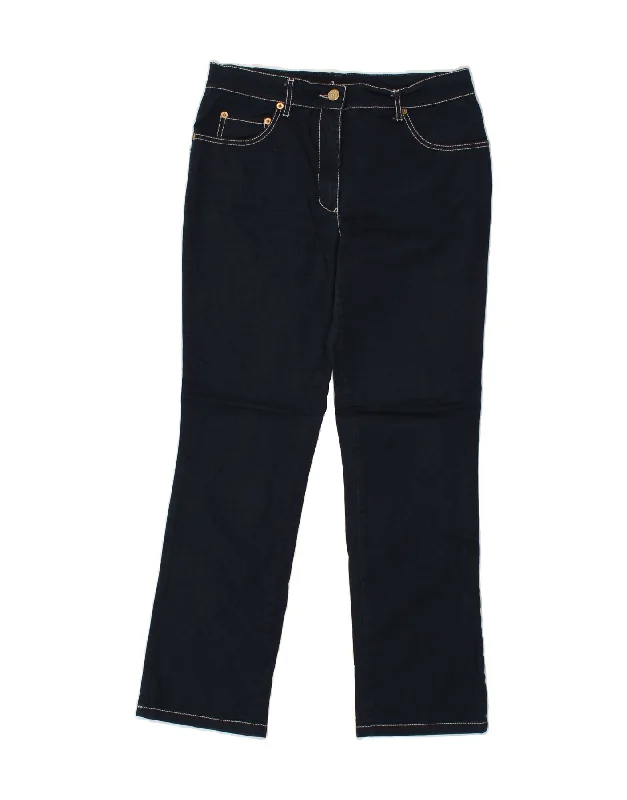 ROCCOBAROCCO Womens Casual Trousers  IT 44 Medium W30 L28 Navy Blue Cotton Trousers Versatile Stylish