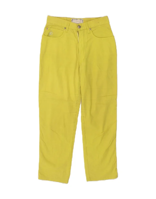 ROCCOBAROCCO Womens Tapered Casual Trousers W26 L24  Yellow Trousers Bridal Satin