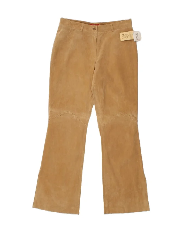 TAIFUN Womens Suede Bootcut Casual Trousers UK 16 Large W35 L33 Beige Trousers Office Stylish