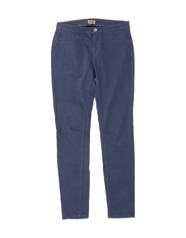 TOMMY HILFIGER Womens Skinny Casual Trousers W27 L29 Blue Cotton Trousers sophisticated sleek