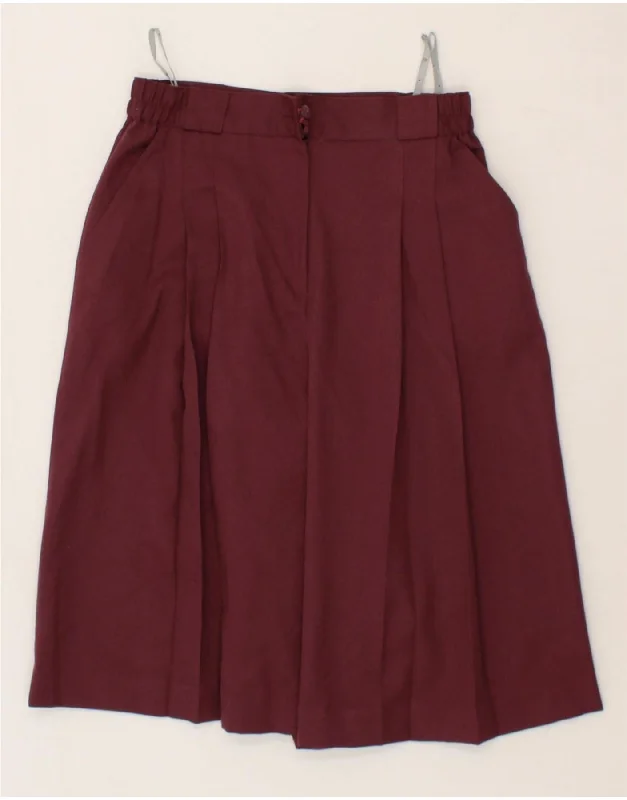 VINTAGE Womens Cullotes Capri Trousers UK 14 Medium W28  Burgundy Trousers stylish elegant