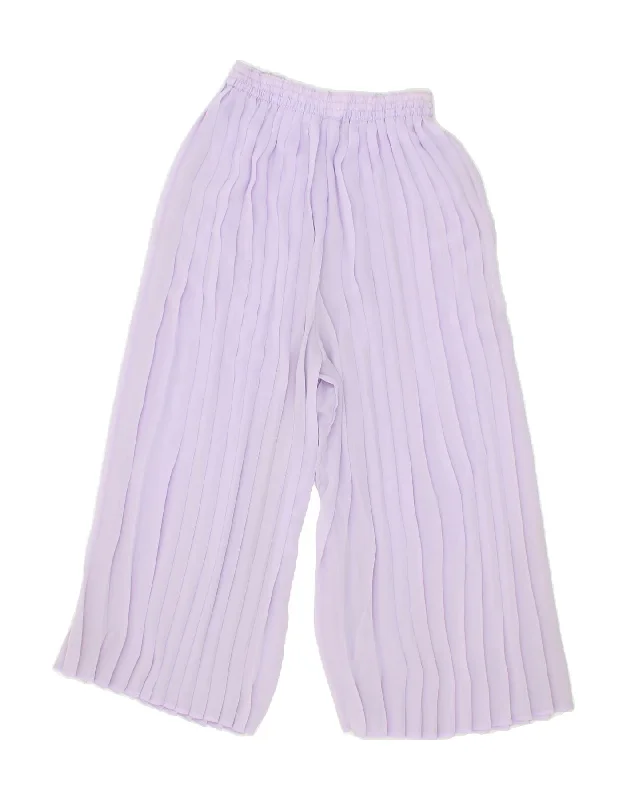 VINTAGE Womens Wide Leg Casual Trousers UK 12 Medium W28 L32 Purple Chinos Cotton Straight Leg